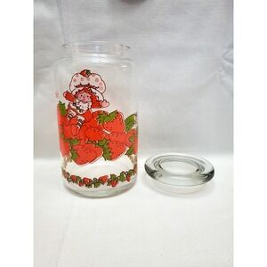 STRAWBERRY SHORTCAKE FRESH 1980‎ Glass STORAGE JAR American Greetings W/LID CUTE